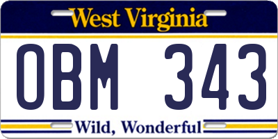 WV license plate OBM343