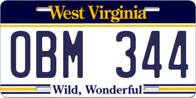WV license plate OBM344