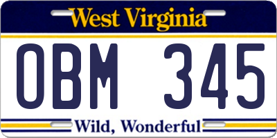 WV license plate OBM345