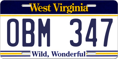 WV license plate OBM347