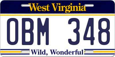 WV license plate OBM348