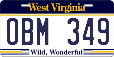WV license plate OBM349
