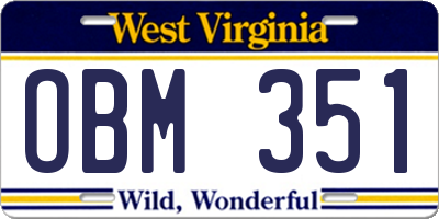 WV license plate OBM351