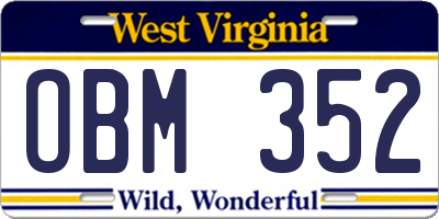 WV license plate OBM352