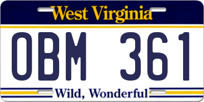WV license plate OBM361