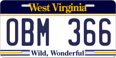 WV license plate OBM366