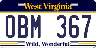 WV license plate OBM367