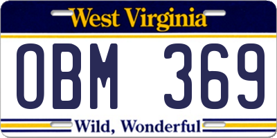 WV license plate OBM369
