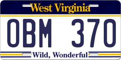 WV license plate OBM370