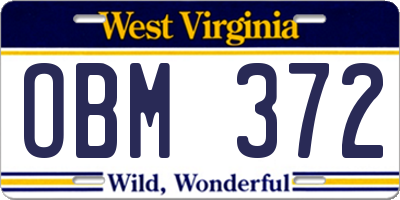 WV license plate OBM372