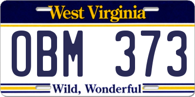 WV license plate OBM373