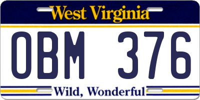 WV license plate OBM376