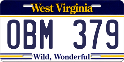 WV license plate OBM379