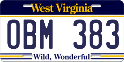 WV license plate OBM383