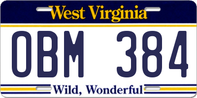 WV license plate OBM384