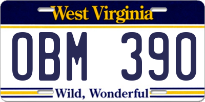 WV license plate OBM390