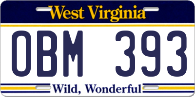 WV license plate OBM393