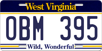 WV license plate OBM395