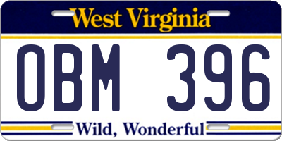 WV license plate OBM396