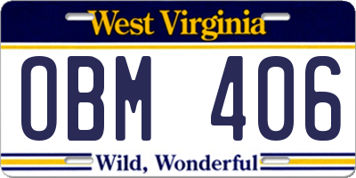 WV license plate OBM406