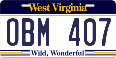 WV license plate OBM407