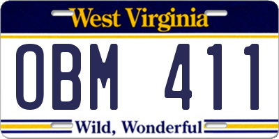 WV license plate OBM411