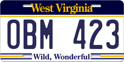 WV license plate OBM423