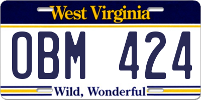 WV license plate OBM424