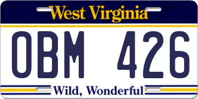 WV license plate OBM426