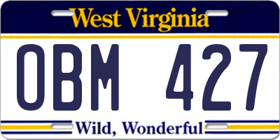 WV license plate OBM427