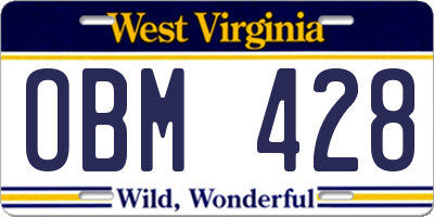 WV license plate OBM428