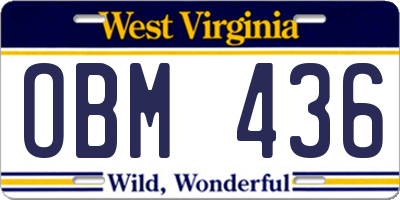WV license plate OBM436