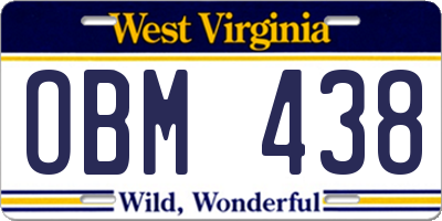 WV license plate OBM438