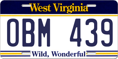 WV license plate OBM439