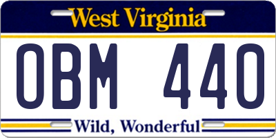 WV license plate OBM440