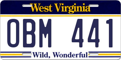WV license plate OBM441