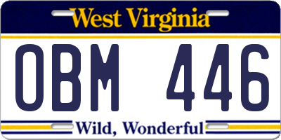 WV license plate OBM446