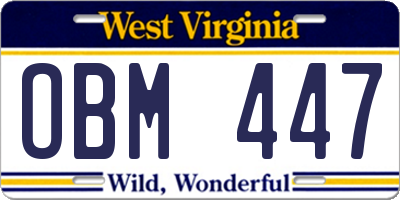 WV license plate OBM447