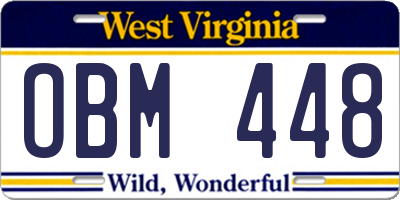 WV license plate OBM448