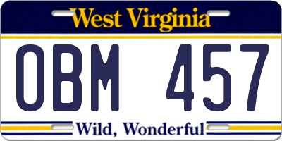 WV license plate OBM457