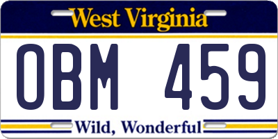 WV license plate OBM459