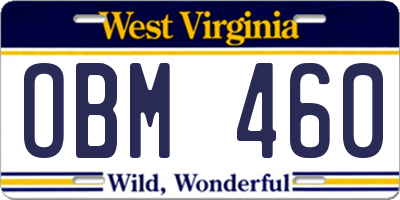 WV license plate OBM460