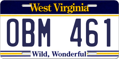 WV license plate OBM461