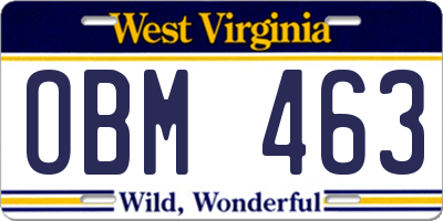 WV license plate OBM463