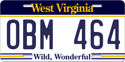 WV license plate OBM464