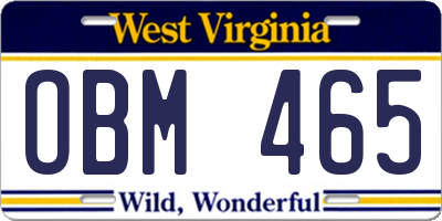 WV license plate OBM465