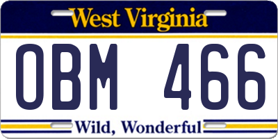 WV license plate OBM466