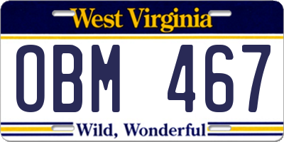 WV license plate OBM467