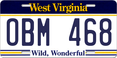 WV license plate OBM468