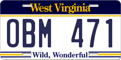 WV license plate OBM471